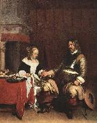 TERBORCH, Gerard Man Offering a Woman Coins oil